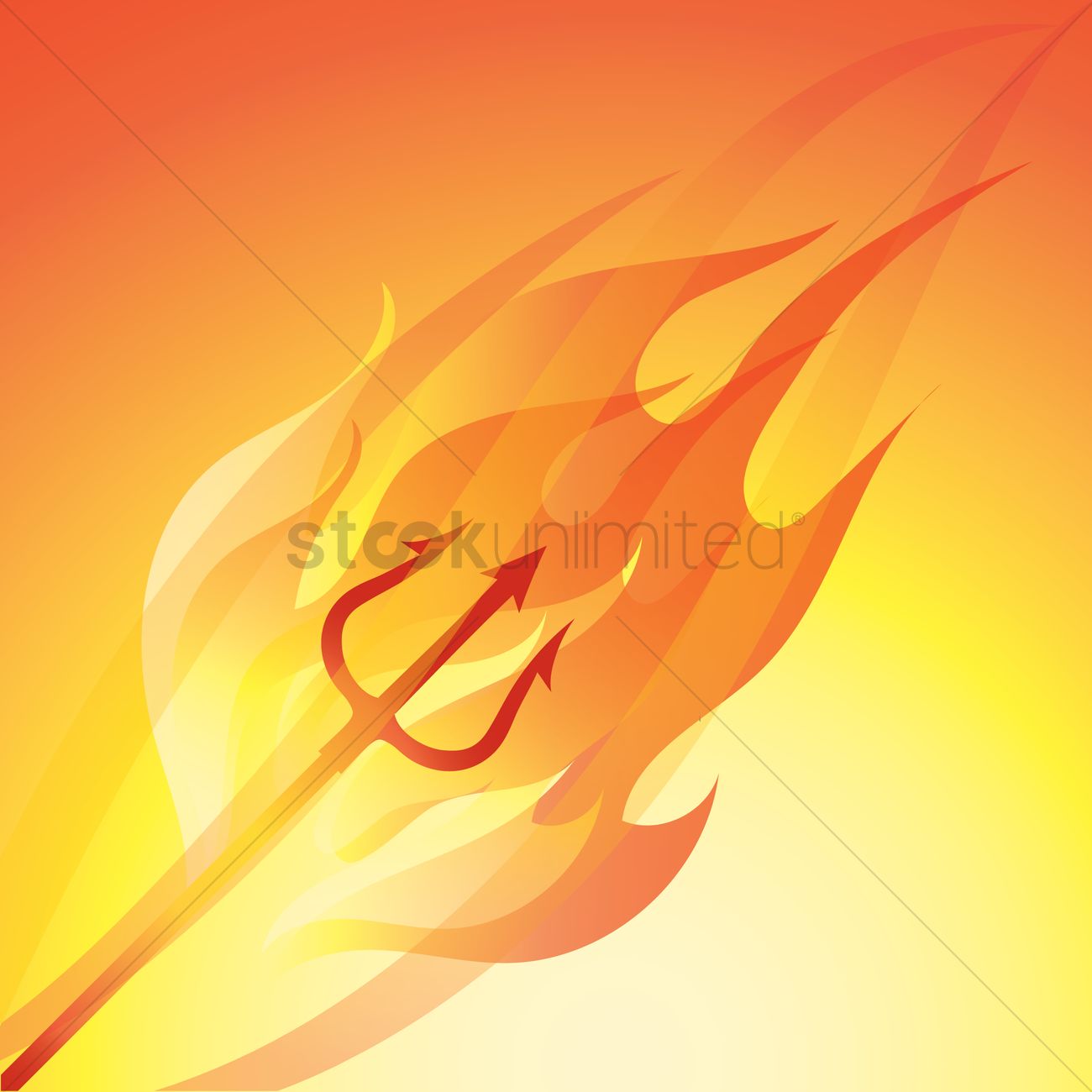 Pitchfork On Fire Vector Image Stockunlimited