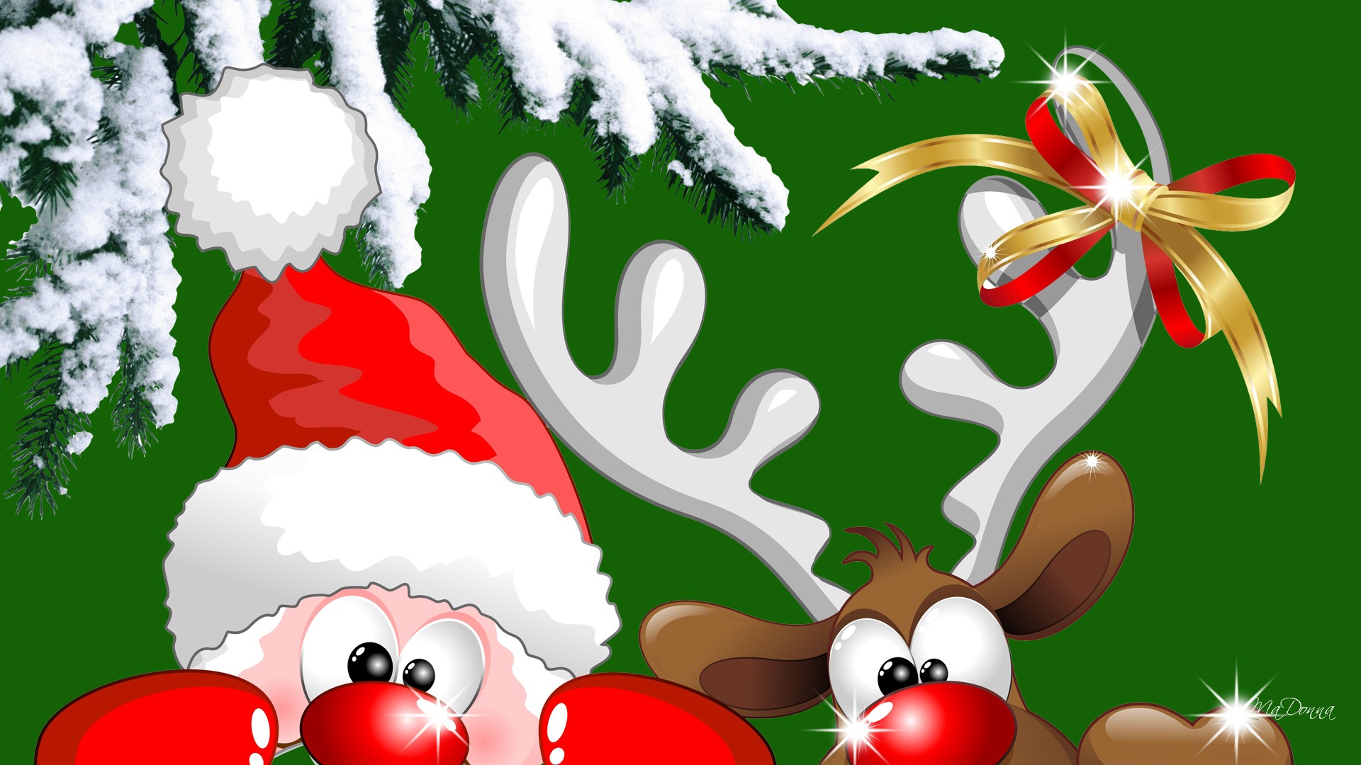 Santa And Rudolph Wallpaper