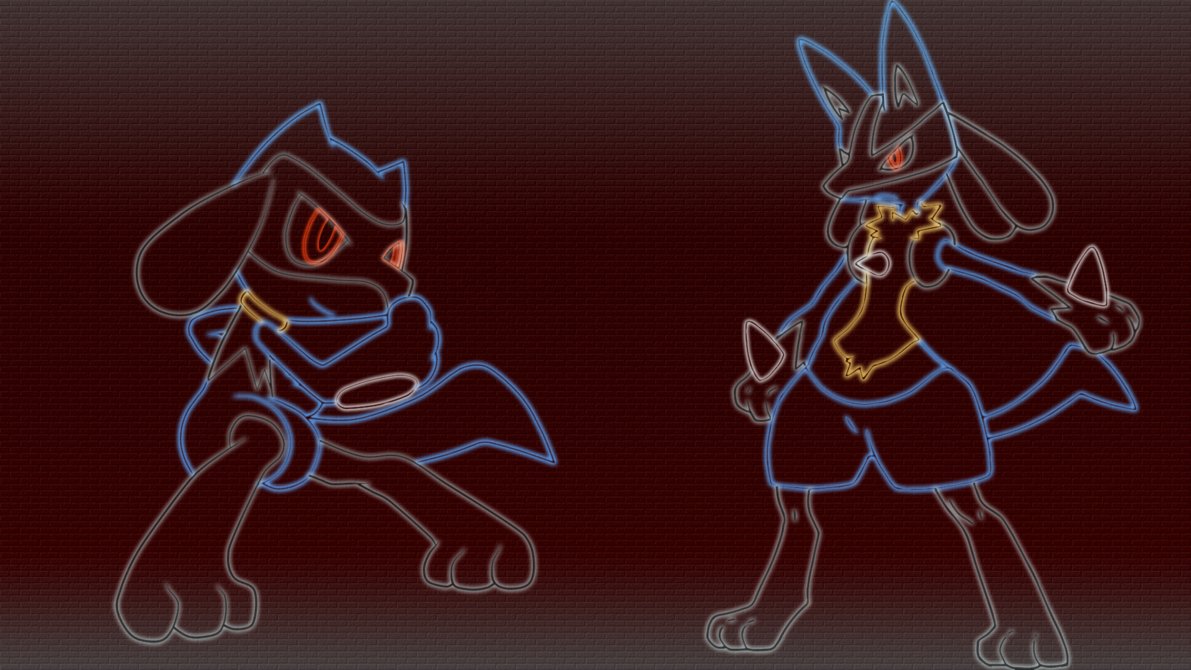 Riolu And Lucario Neon Wallpaper by GT4tube on
