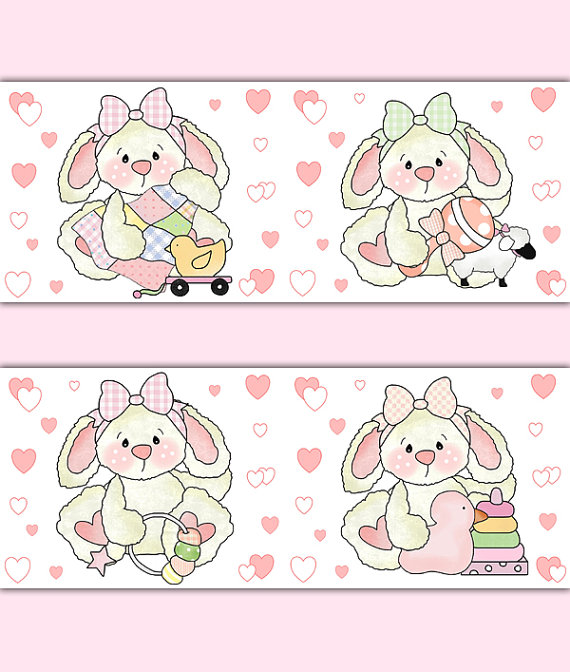 Free download to BUNNY WALLPAPER BORDER Wall Decals Woodland Rabbit