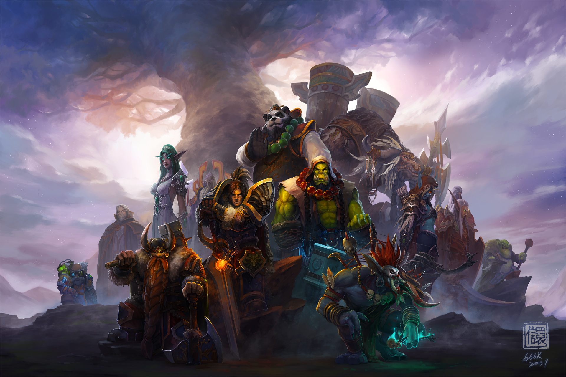 Warcraft Wow Orc Warrior Gnome Men Panda Armor Games Fantasy Wallpaper