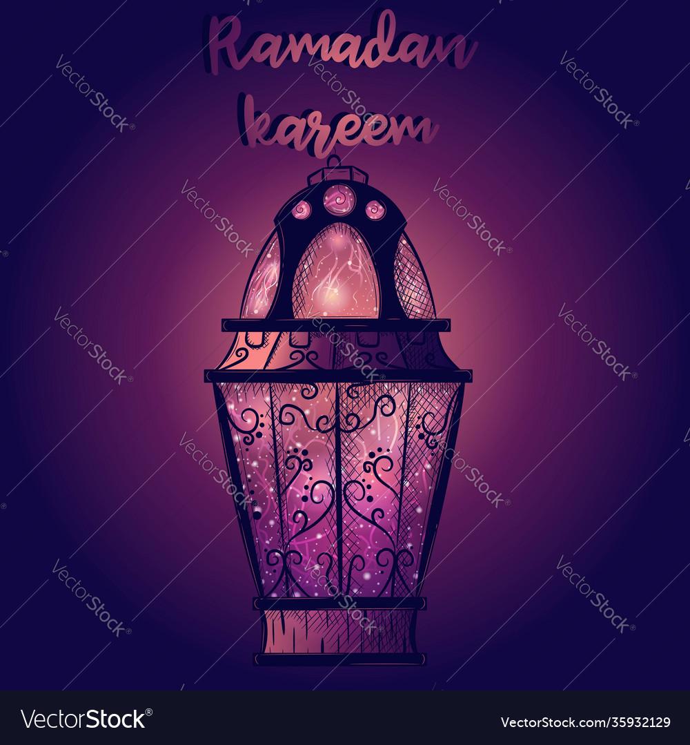 Gradient wallpaper with islamic ramadan lanterns Vector Image