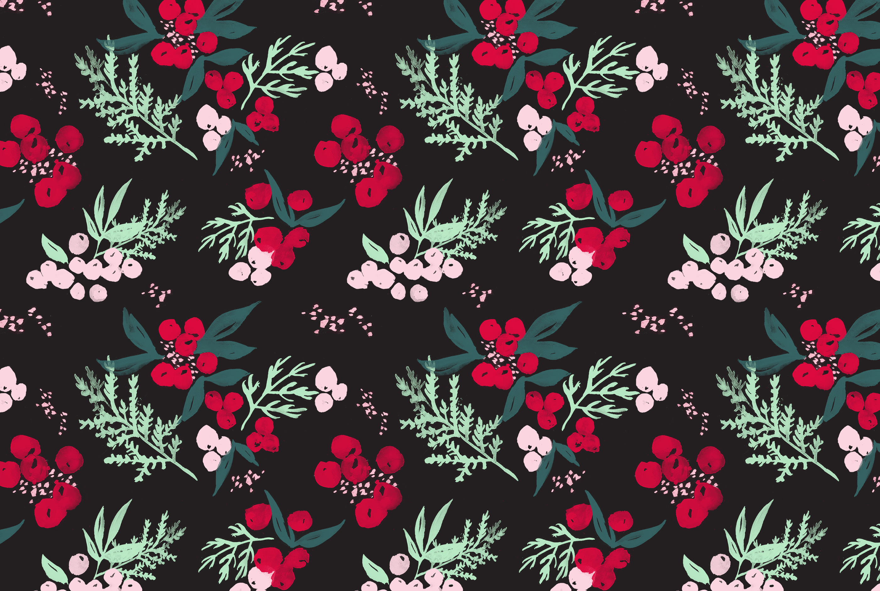 December Holiday Floral And Lettering Wallpaper