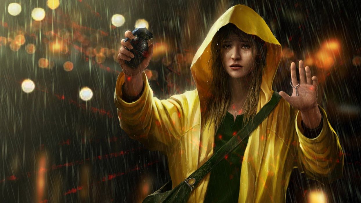 Crosshairs Girl Grenade Rain Raincoat Wallpaper