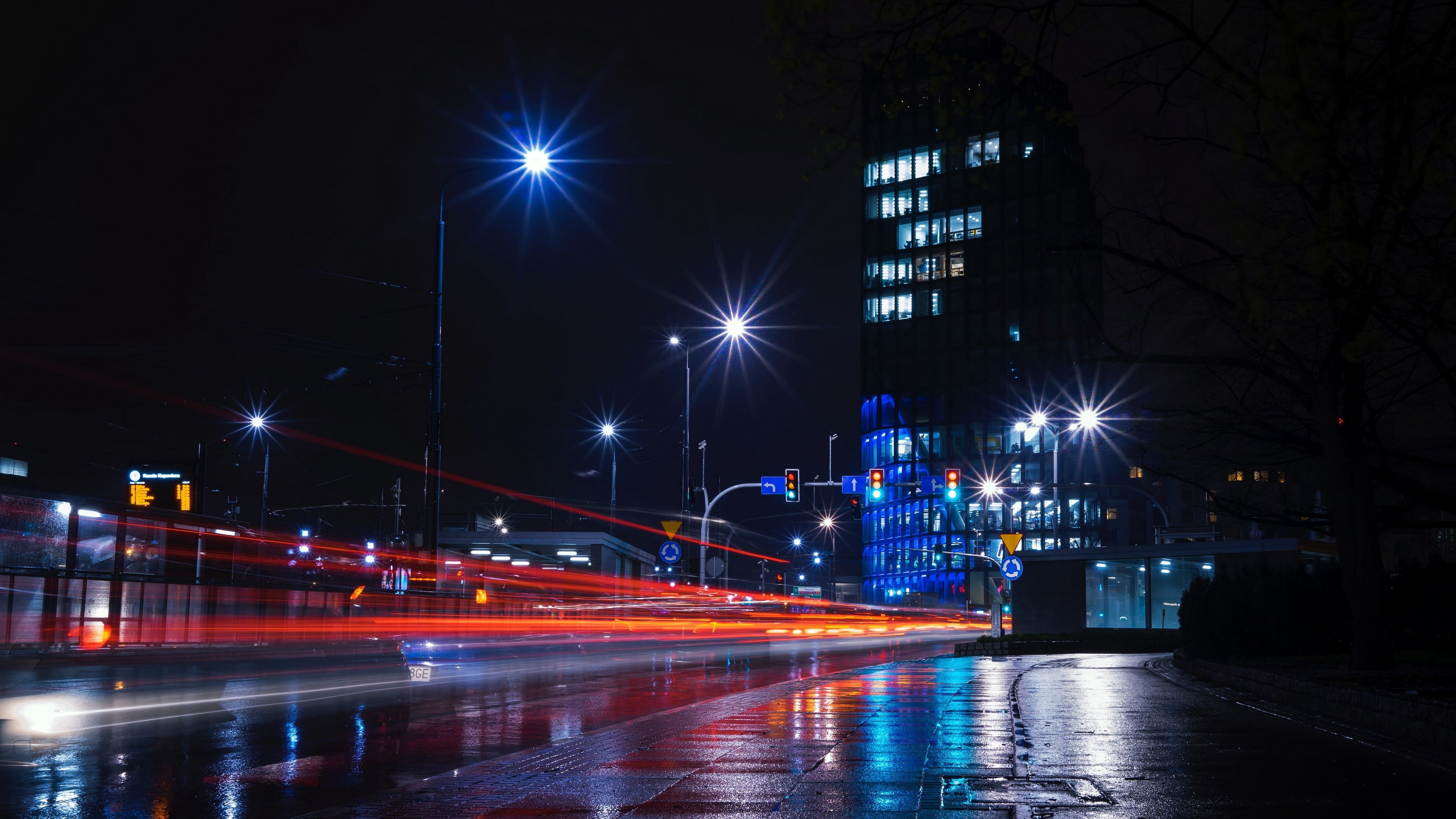 Street Light Trails Long Exposure Photography Wallpaper