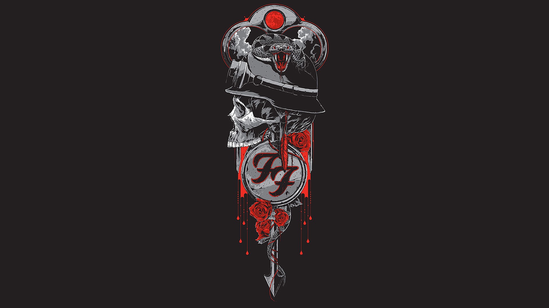 Foo Fighters Skull Abstract Blood Dark Skulls Poster Posters
