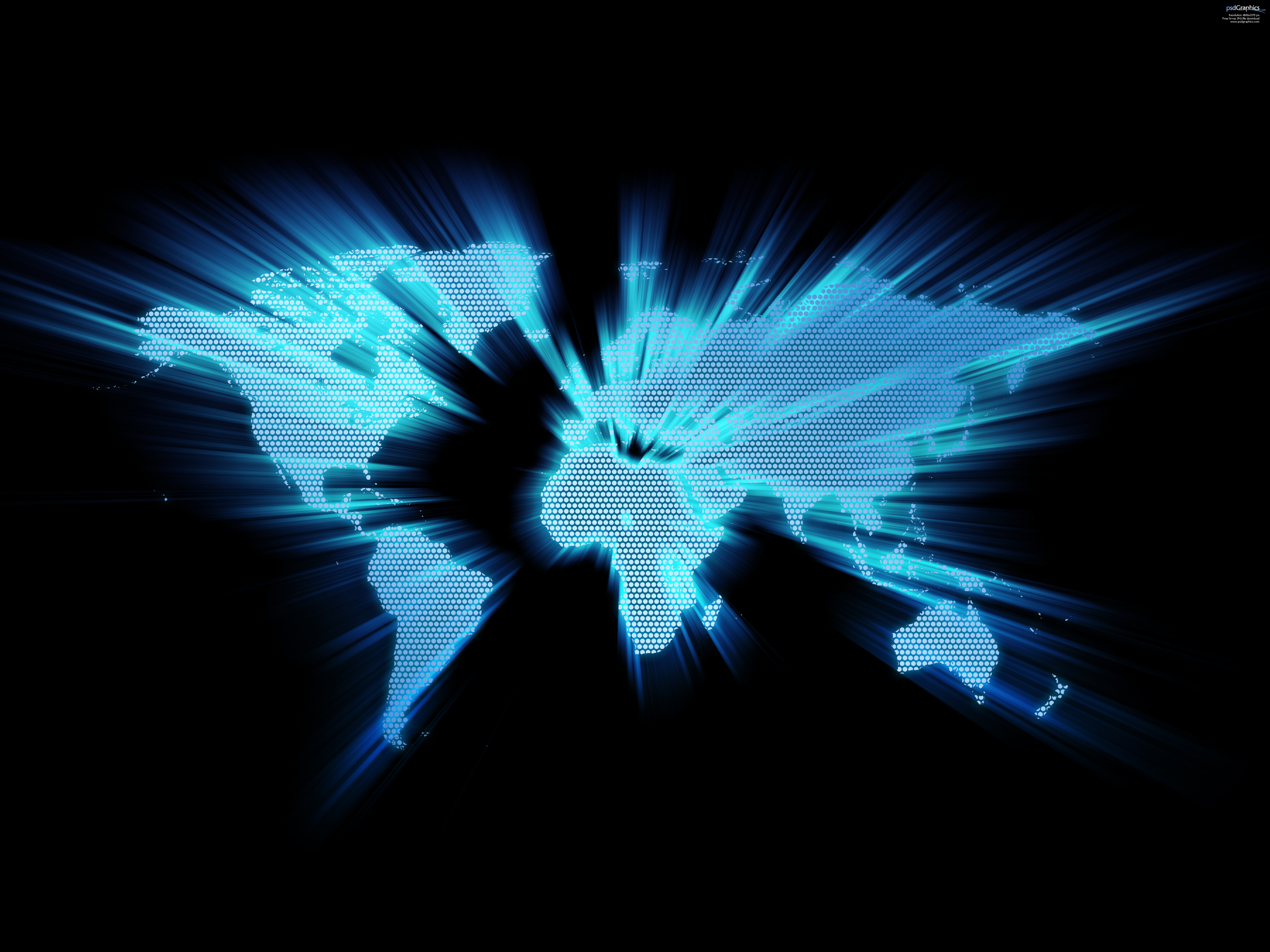 Blue Glowing World Map Psdgraphics