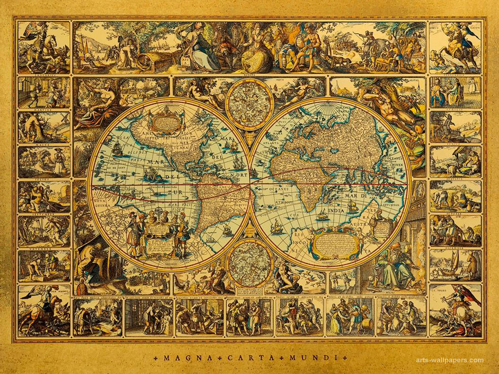 World Antique Map Wallpaper Art Print Poster