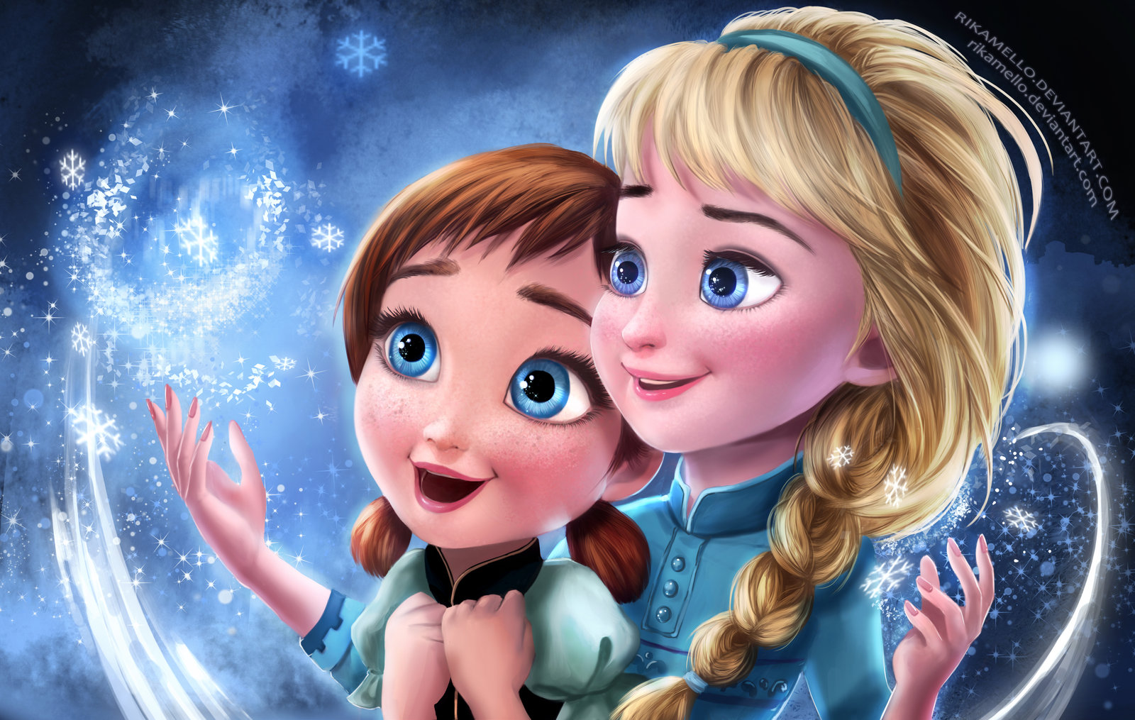 Frozen Elsa Anna Digital Fan Art Wallpapers 1600x1015