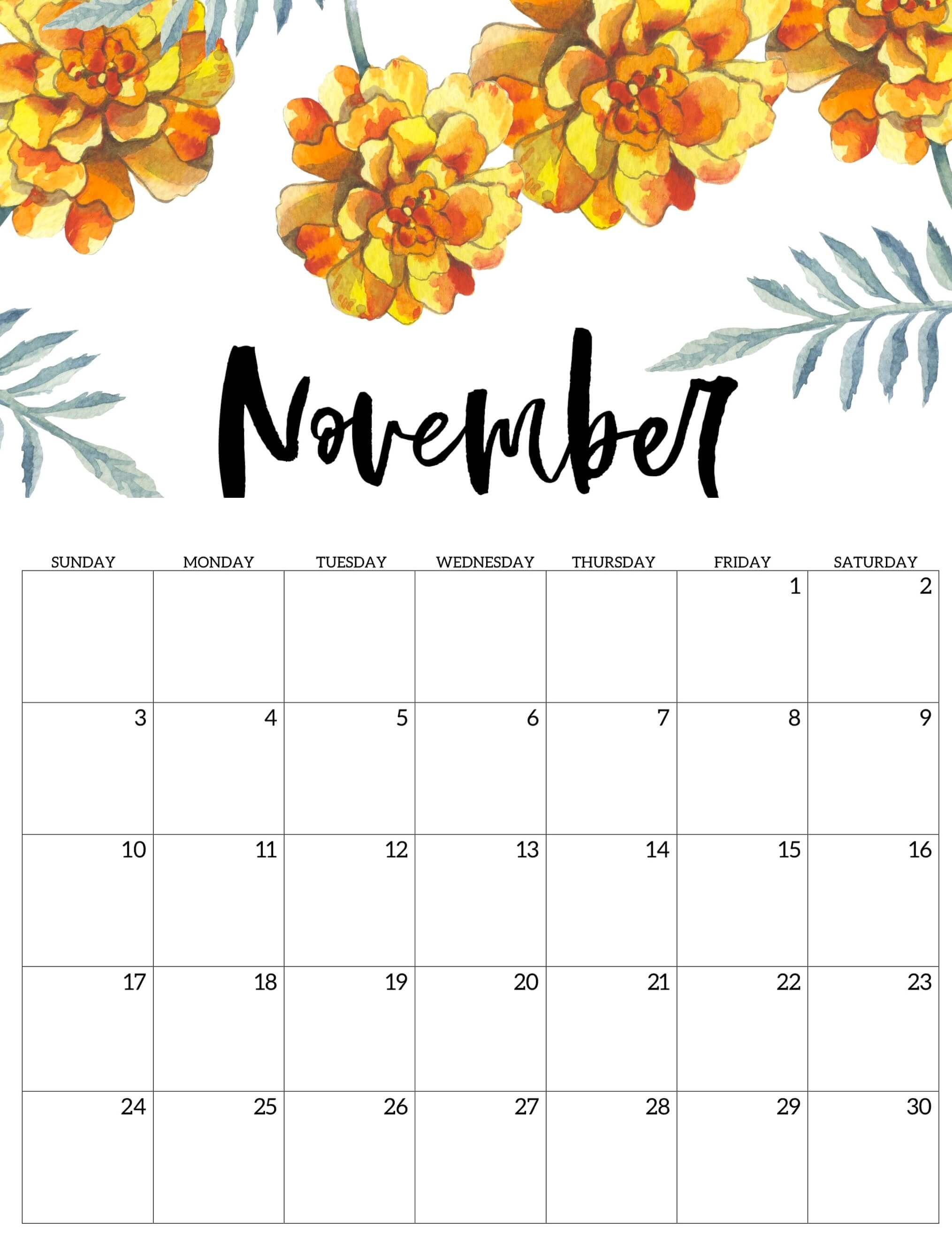 Cute November Calendar Wallpaper Sheets Catchy Printable