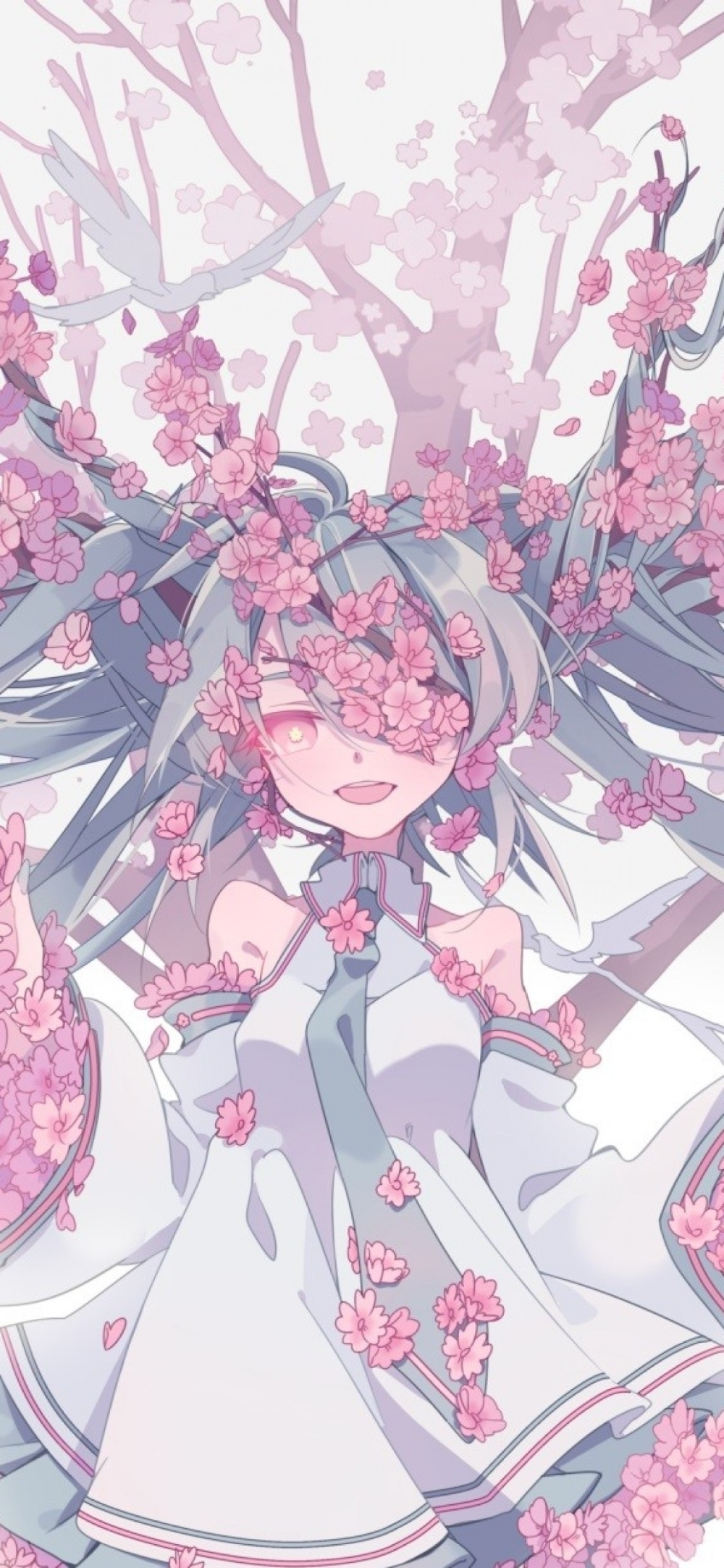Download 1125x2436 Hatsune Miku Sakura Blossom Vocaloid Pretty