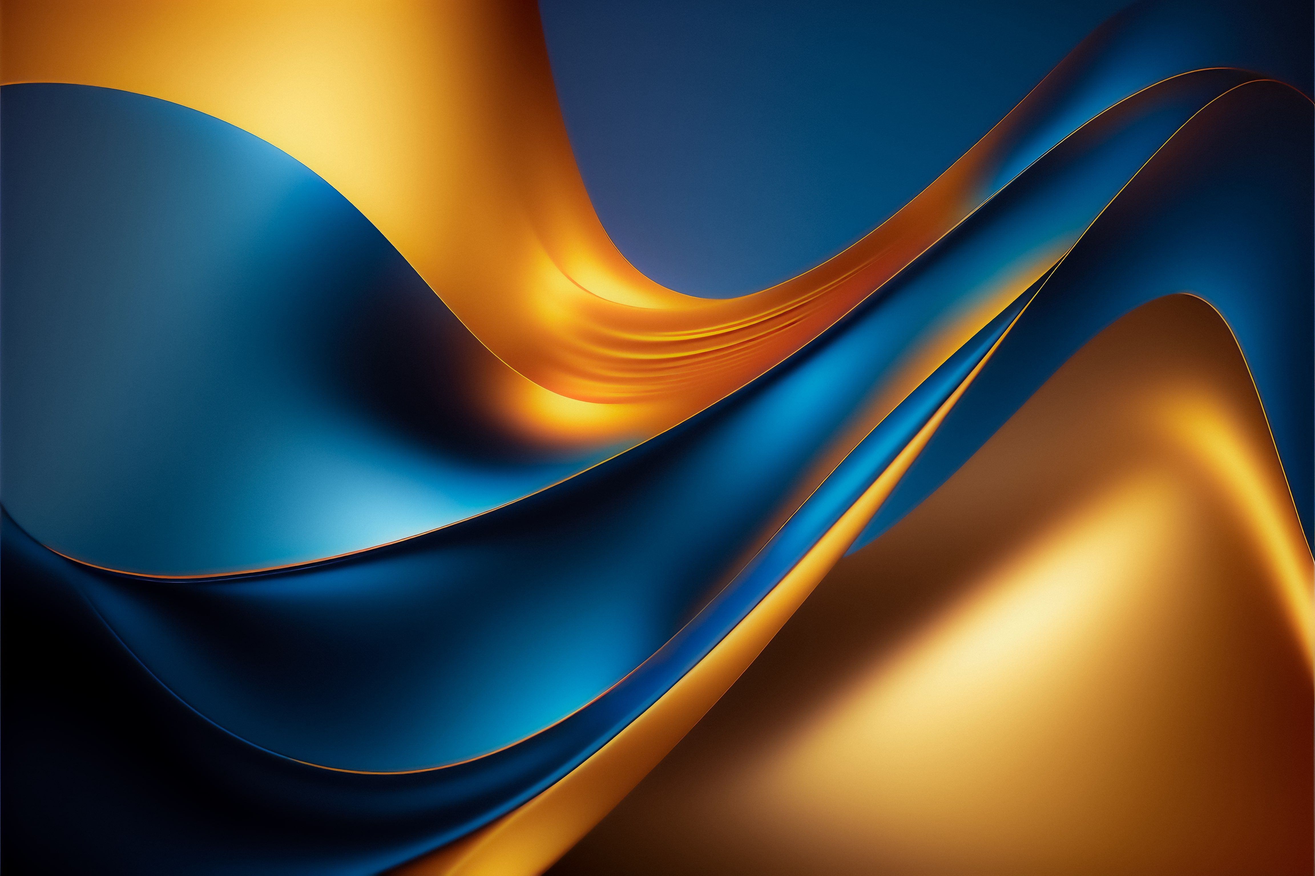 Expensive Abstract Blue Background With Golden Waves Smooth Gradient Wallpaper