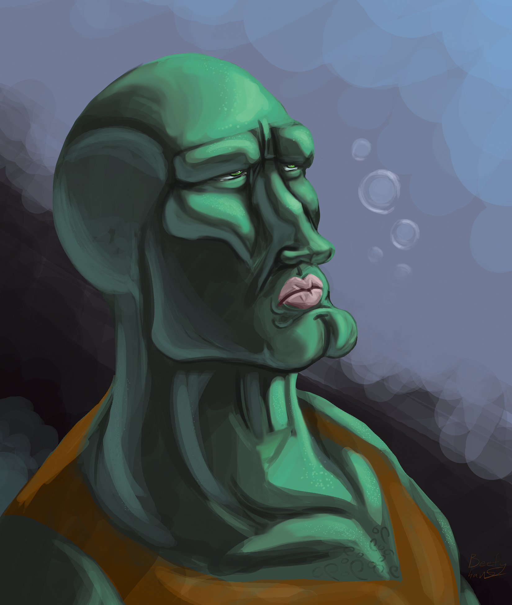 Handsome Squidward By Coyoteesquire