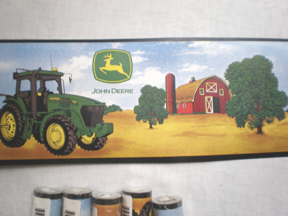 Rolls John Deere Tractor Wallpaper Border by TextilesandThings