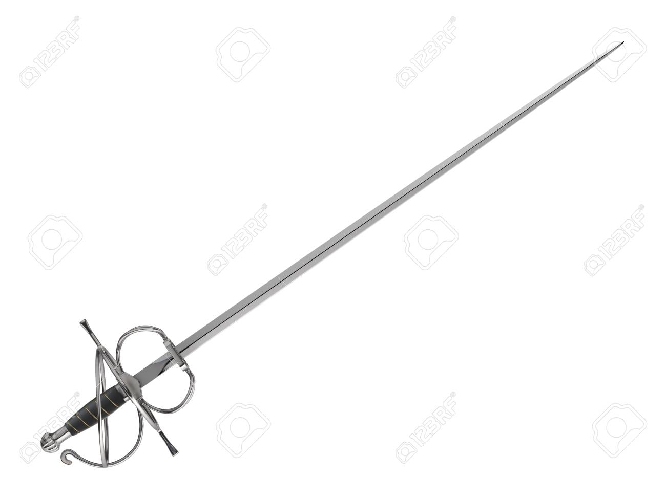Medieval Fencing Sword Isolated On White Background 3d