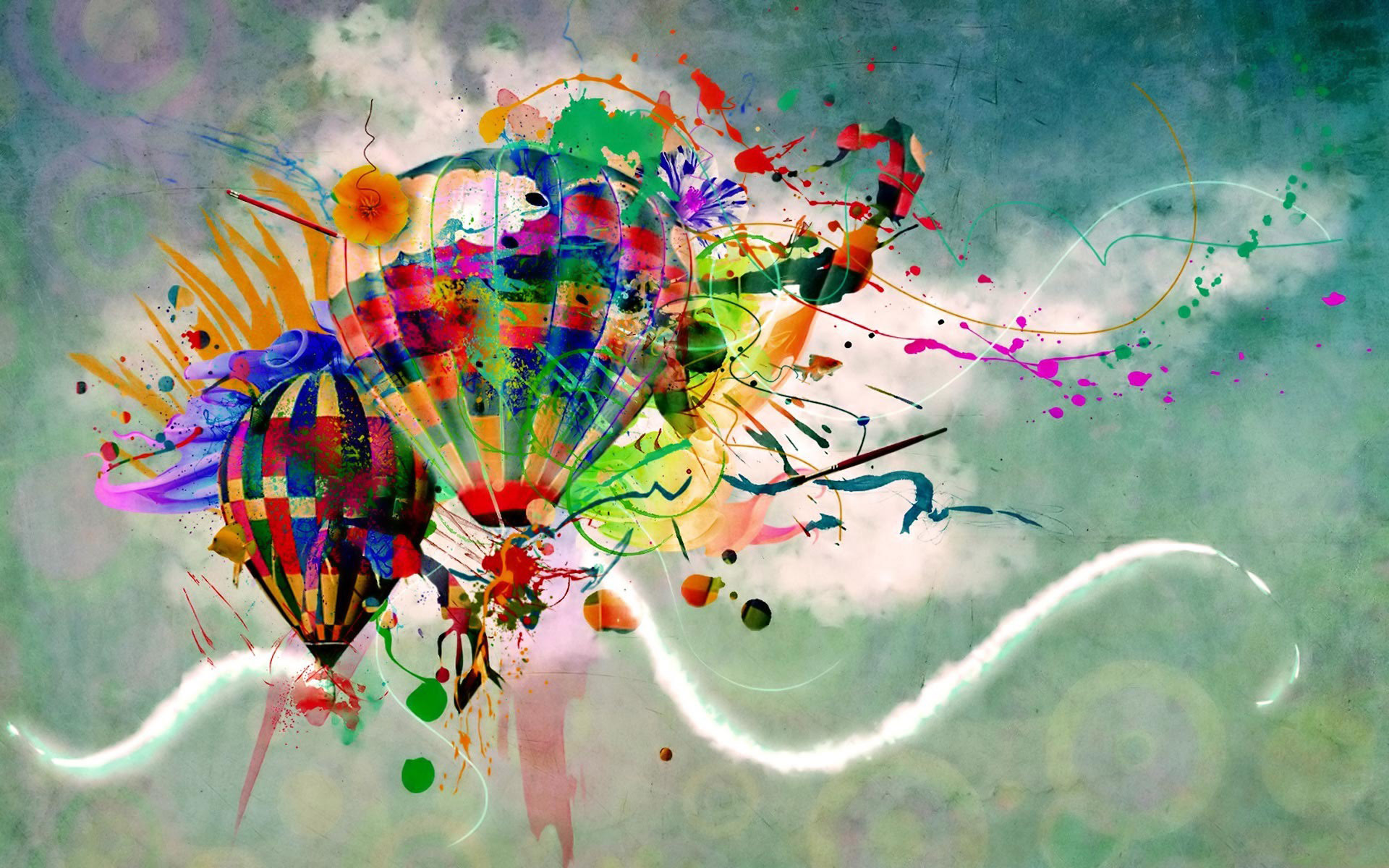 Color splashed hot air balloons wallpaper 751