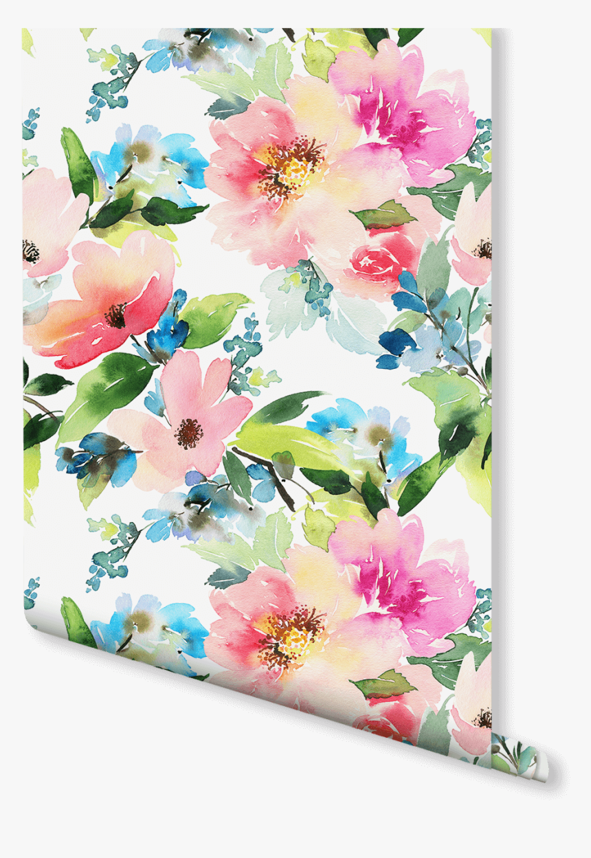 Summer Floral Wallpaper Pink Watercolor House