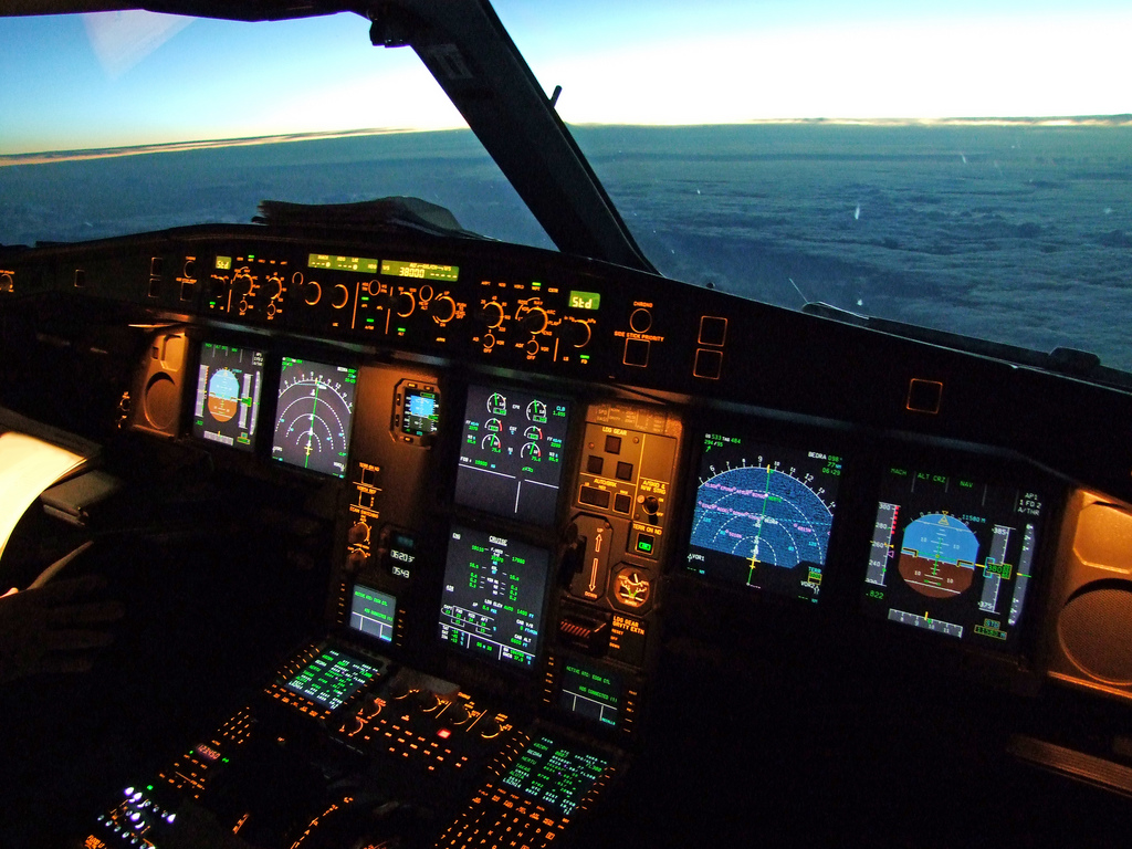 Airbus A330 Illuminated Cockpit Aircraft Wallpaper