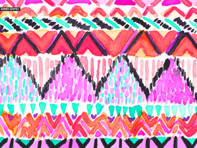 Colorful Tribal Print Wallpaper Intensity By Barbra Ignatiev