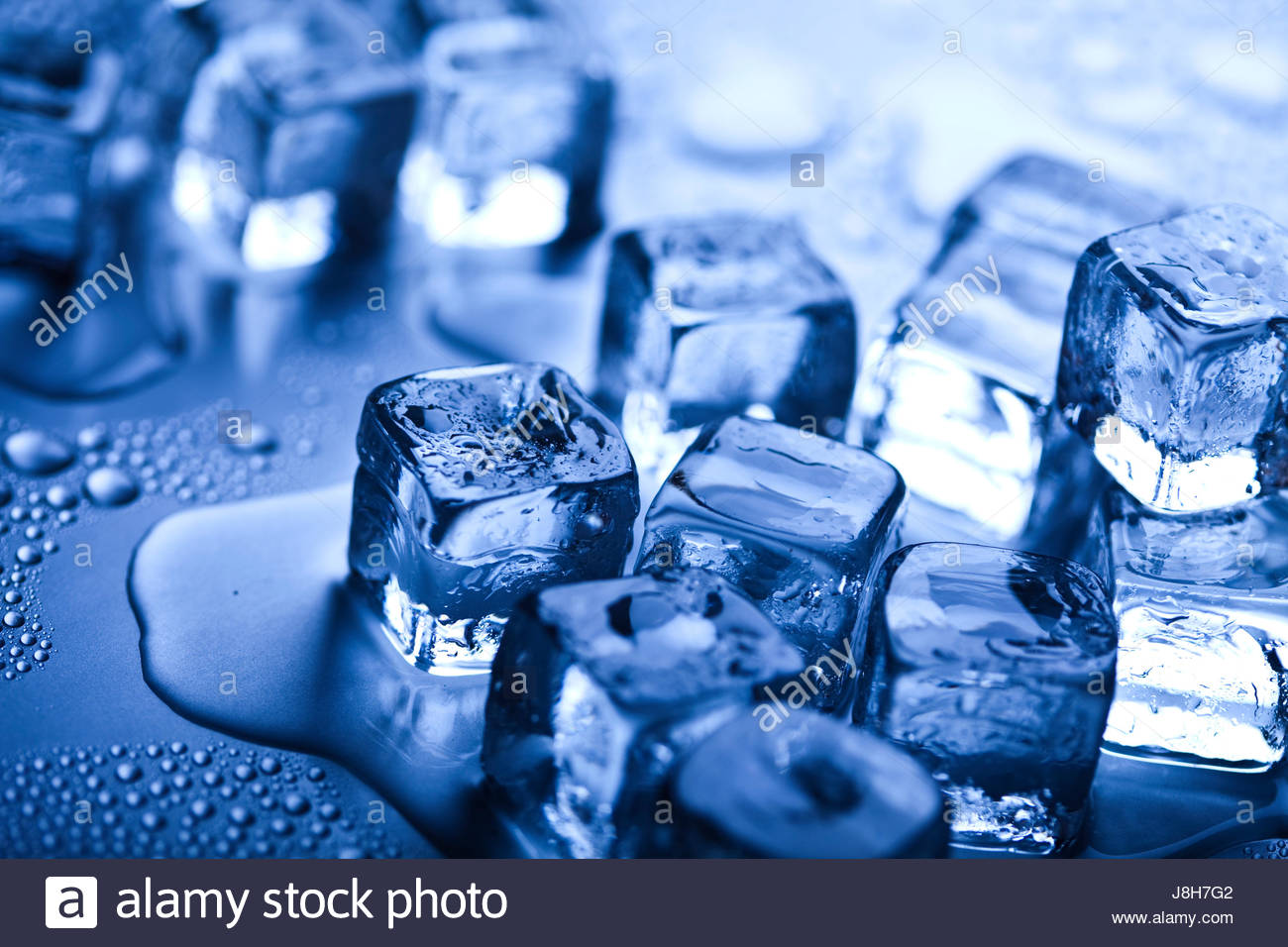 Cold Cool Icy Background Cubes Water Ice Close Blue Stock