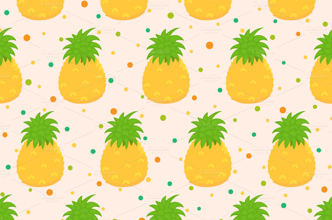 Cute Pineapple Set Fruit Patterns Pre