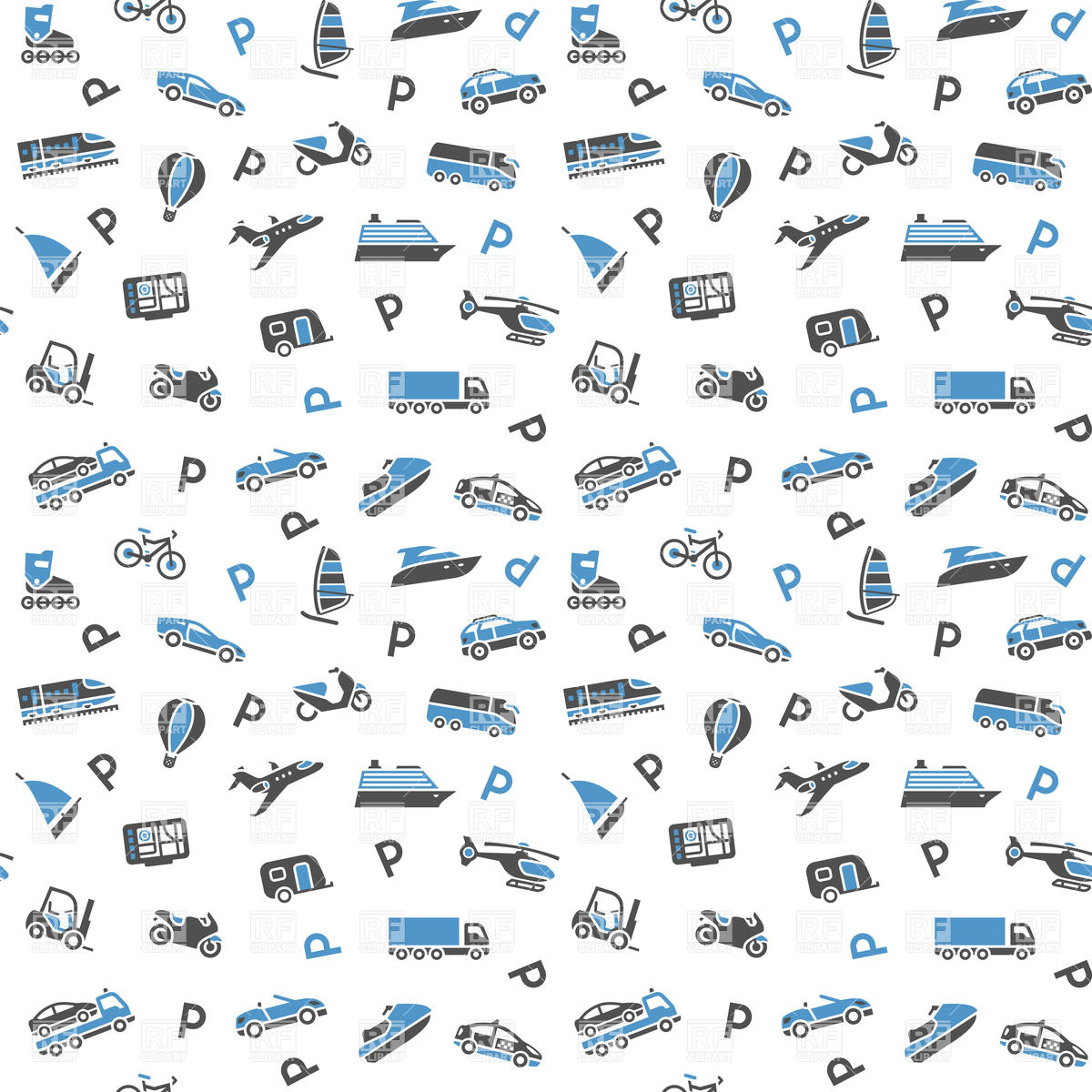 Seamless Transport Background Wallpaper With Icons Vector Image