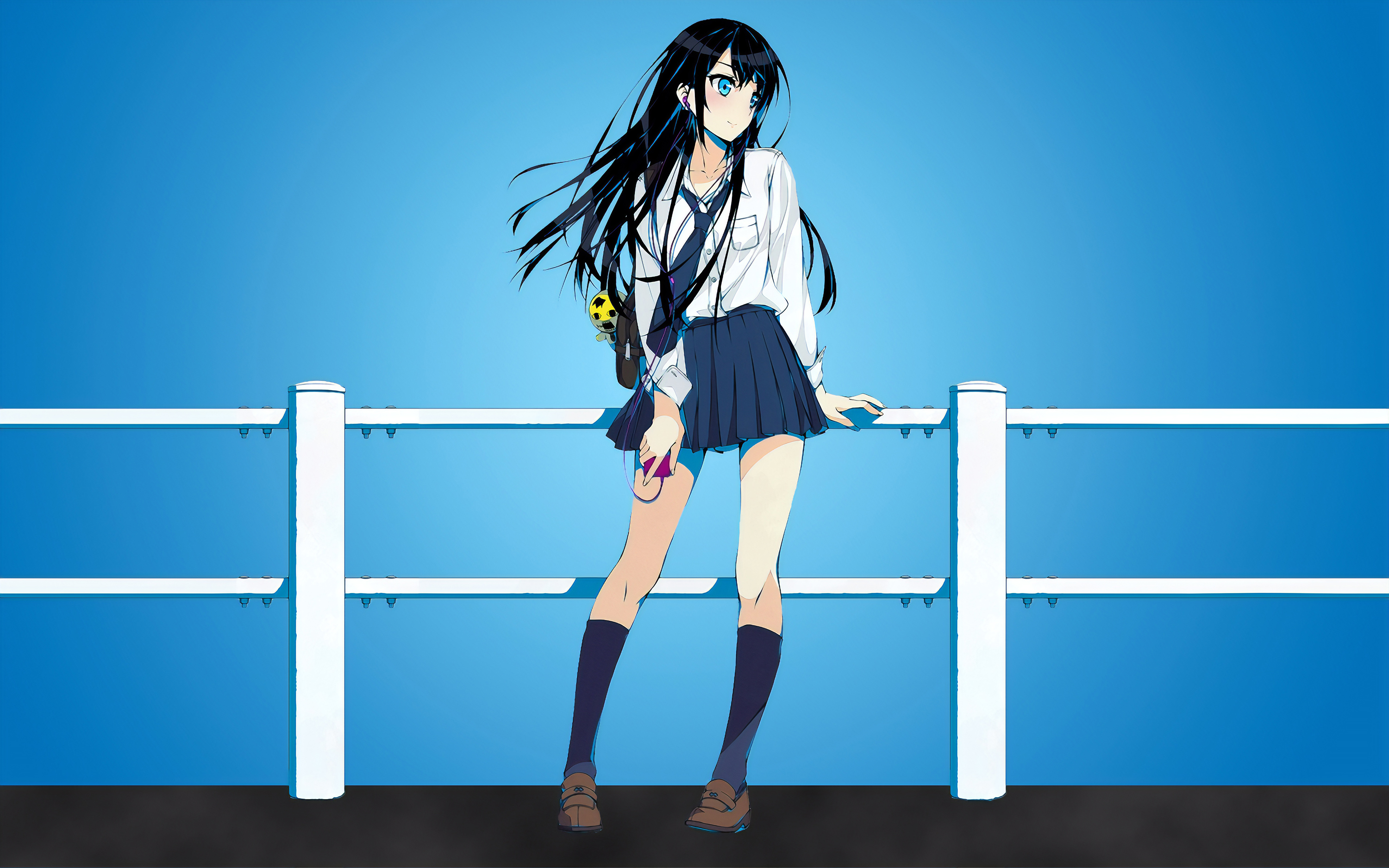 Anime School Girl Digital Art Wallpaper HD 4k
