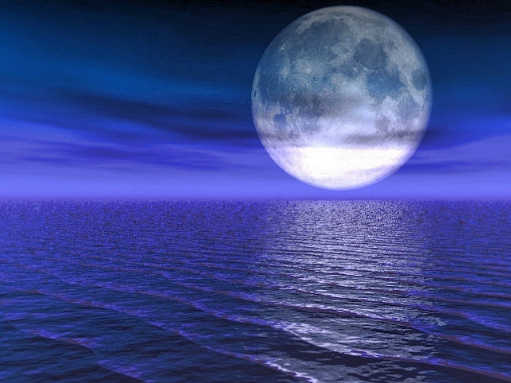 Full Moon Above The Ocean Wallpaper HD