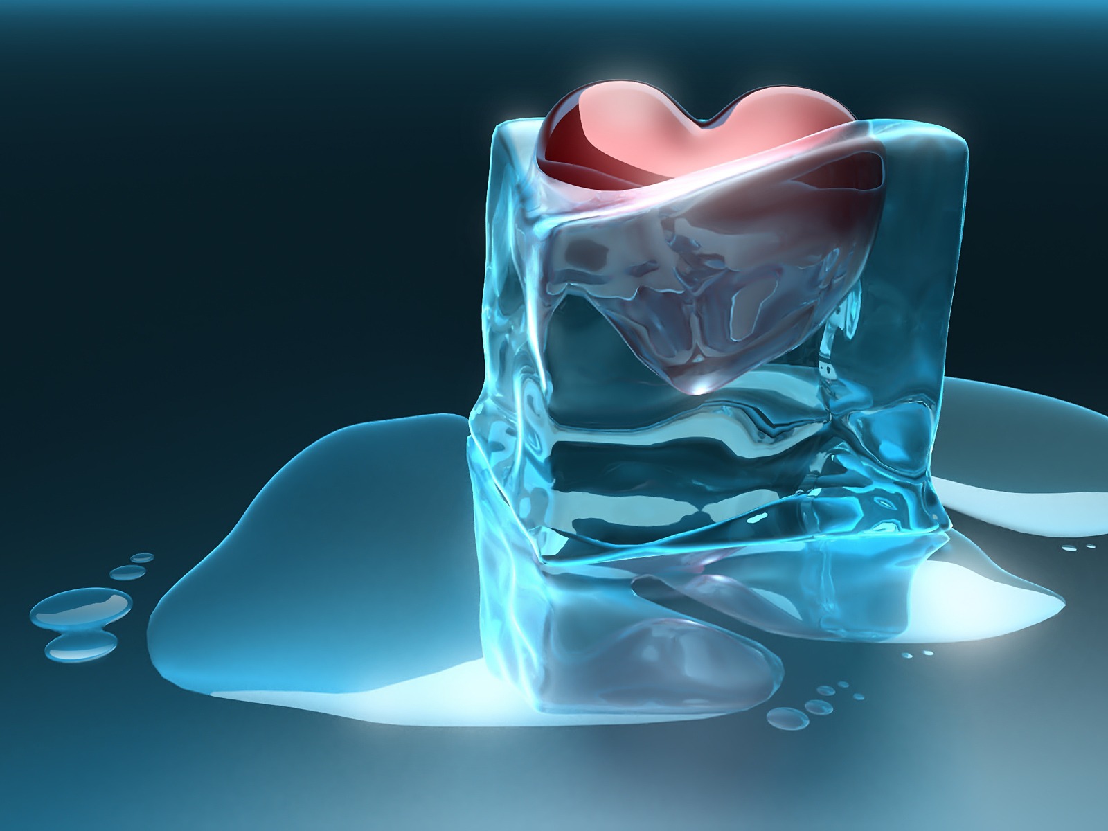 Ice 3d Wallpaper HD Heart Melting Digital Art Crystals