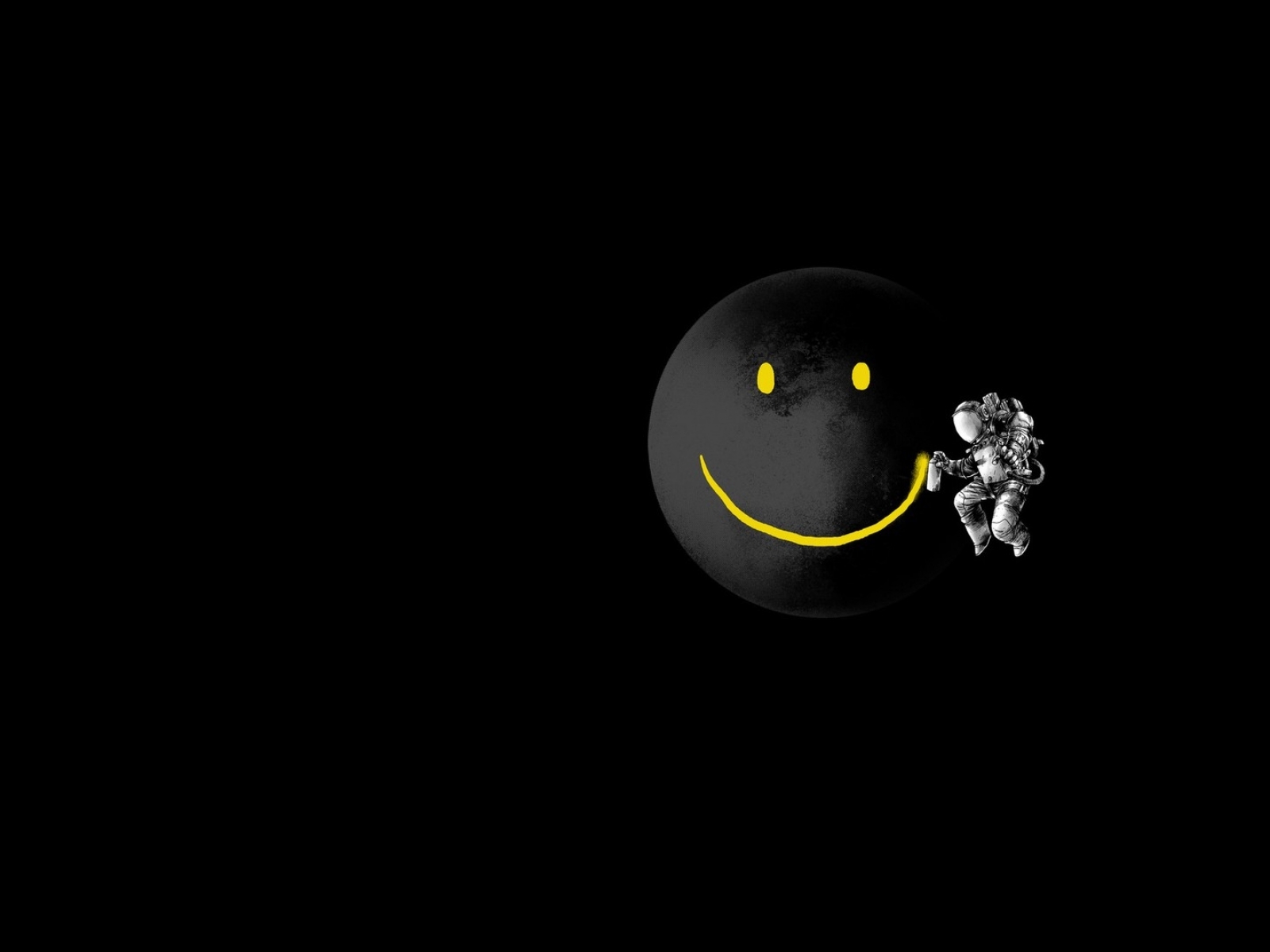  smiley face spaceman black background 1920x1080 wallpaper Wallpaper 1600x1200