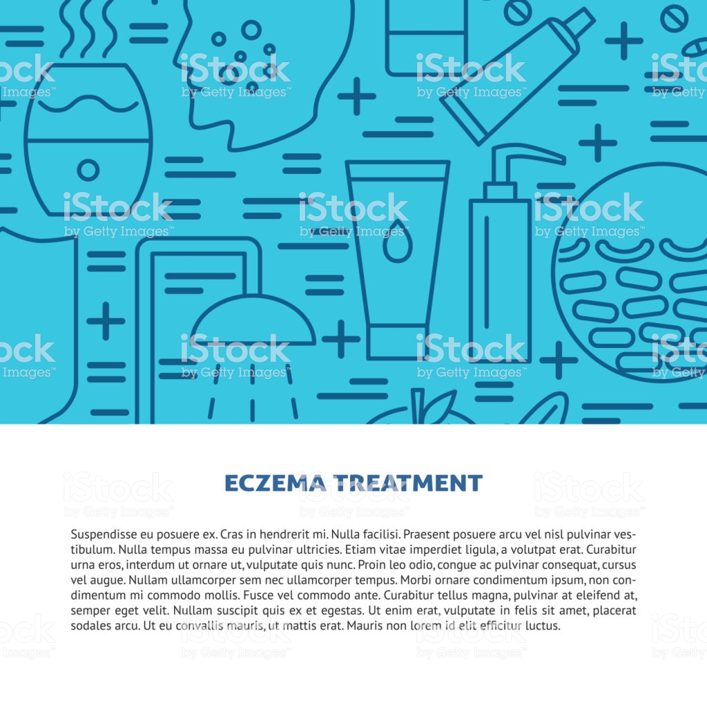 Eczema Treatment Background In Line Style With Place For Text