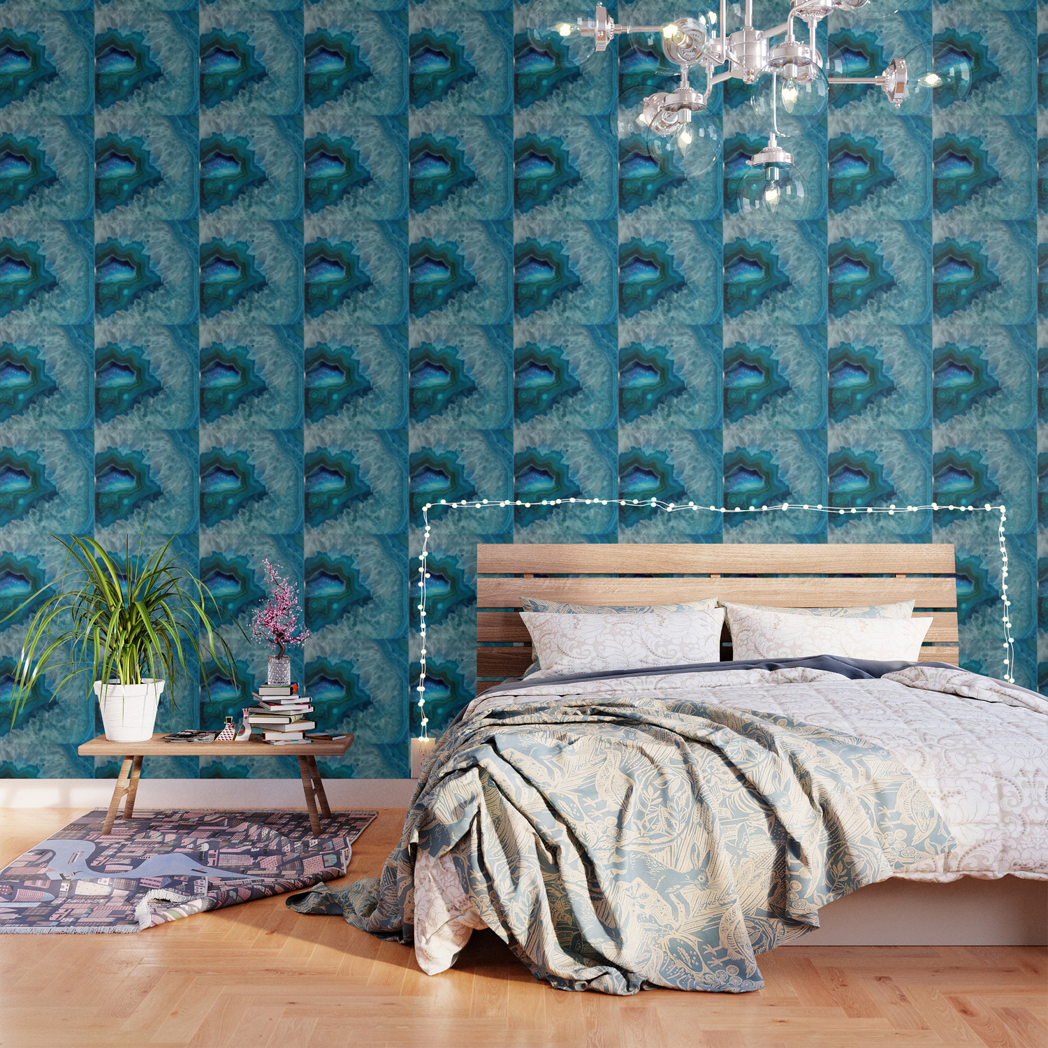 Teal Druzy Agate Quartz Wallpaper By Thequarry Society6