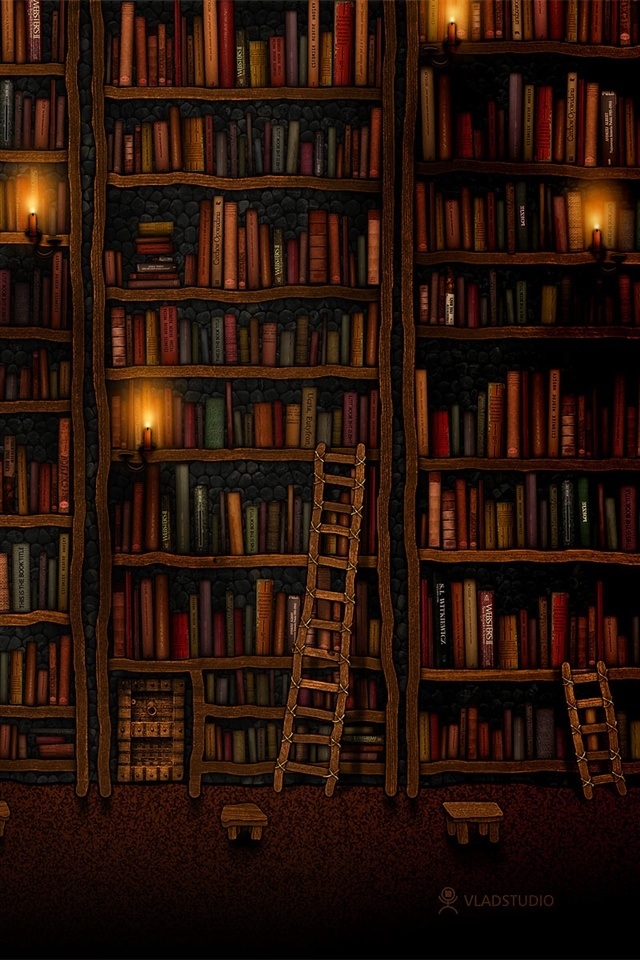 HD Cool Bookcase Retina iPhone Wallpaper Background