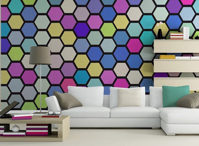 love the bold and geometric wallpaper