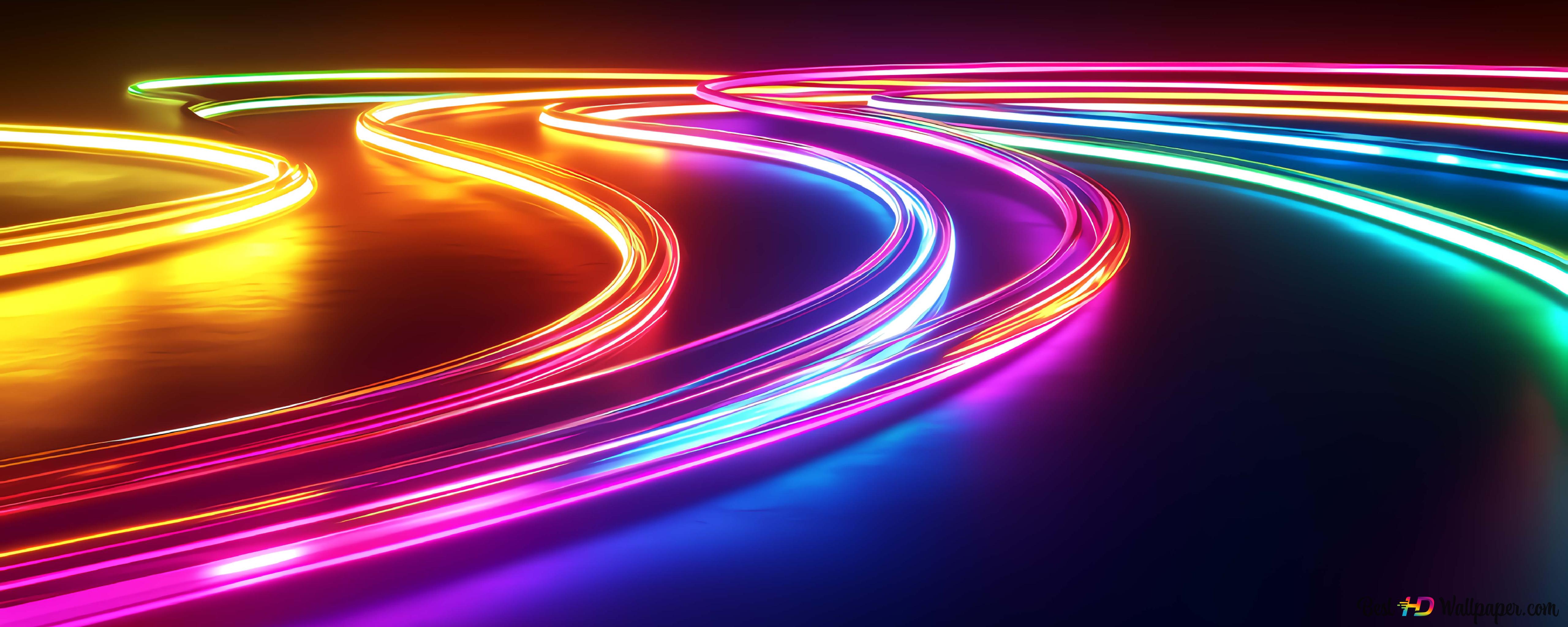 Ethereal Neon Lights Twisting In Harmony 4k Wallpaper