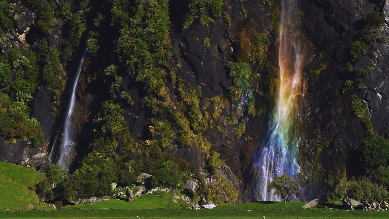 Wishbone Falls At Mount Aspiring National Park On