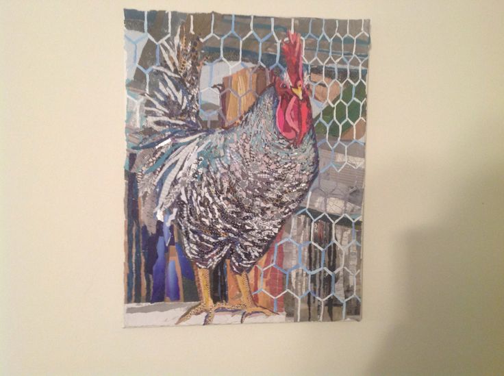 Torn Paper Rooster Art And Collage