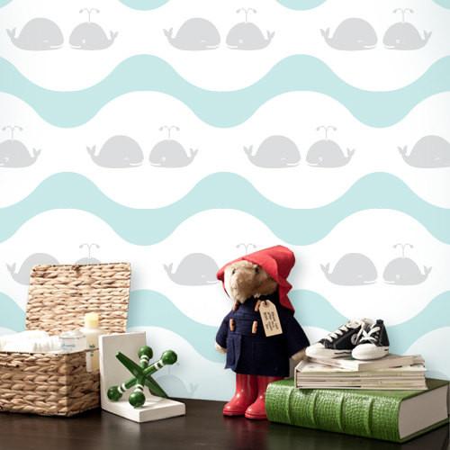 Whale Wallpaper Nursery Whales On The Waves Removable