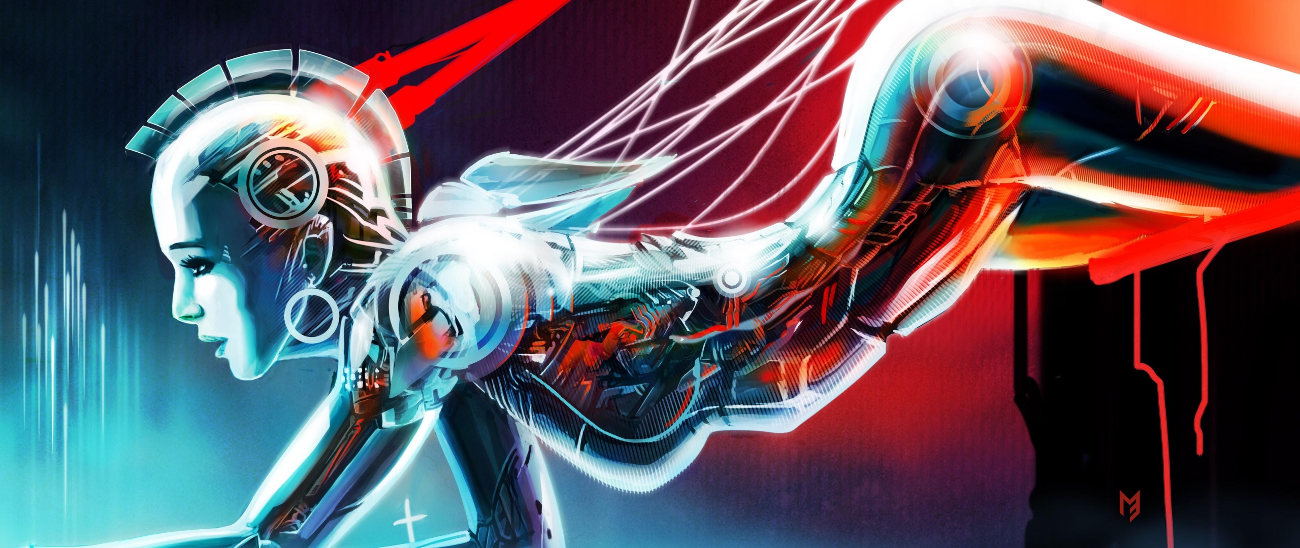 Girl Robot Cyborg Lie Wallpaper Background