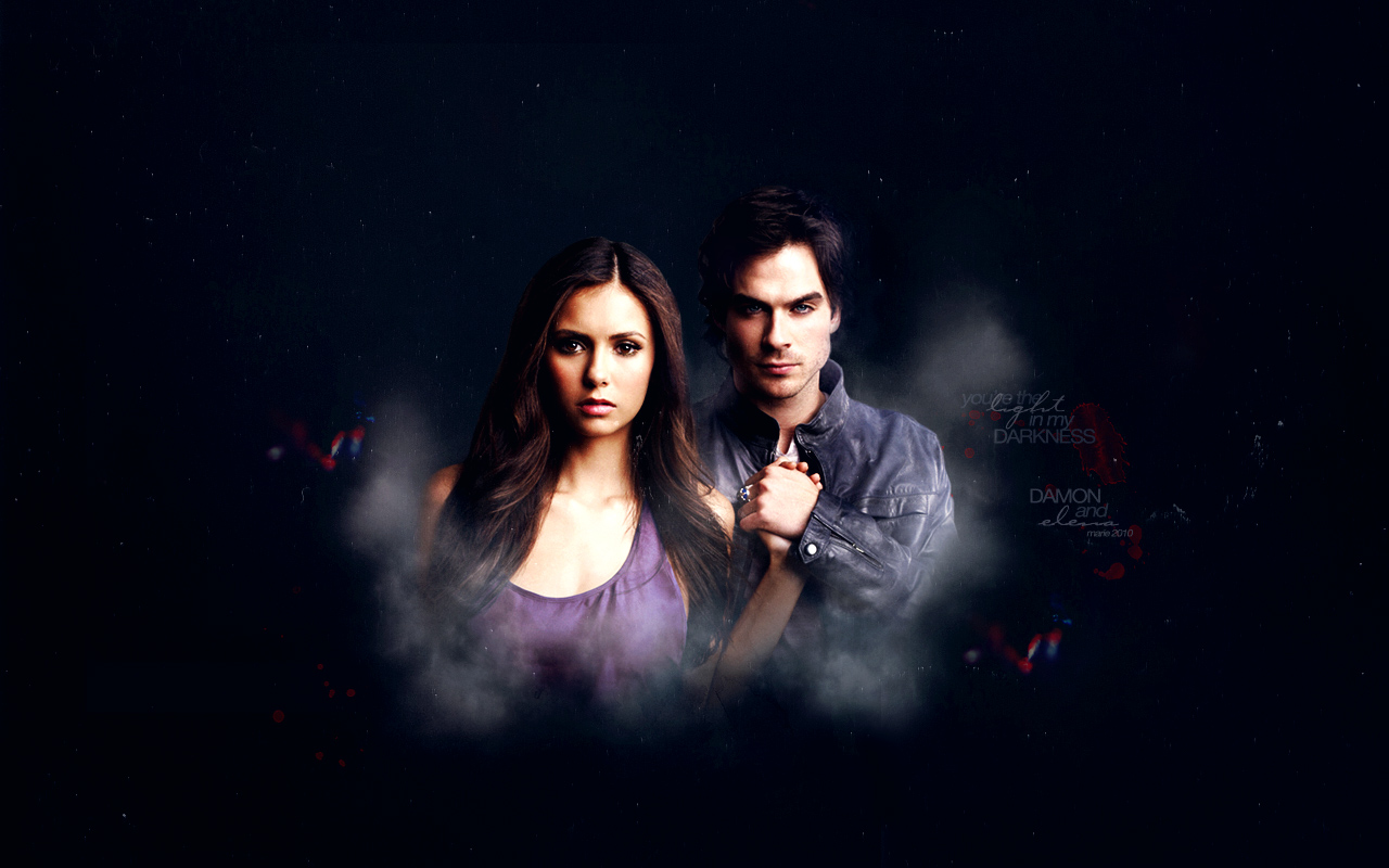 The Vampire Diaries   Elena and Damon Wallpaper 1280x800