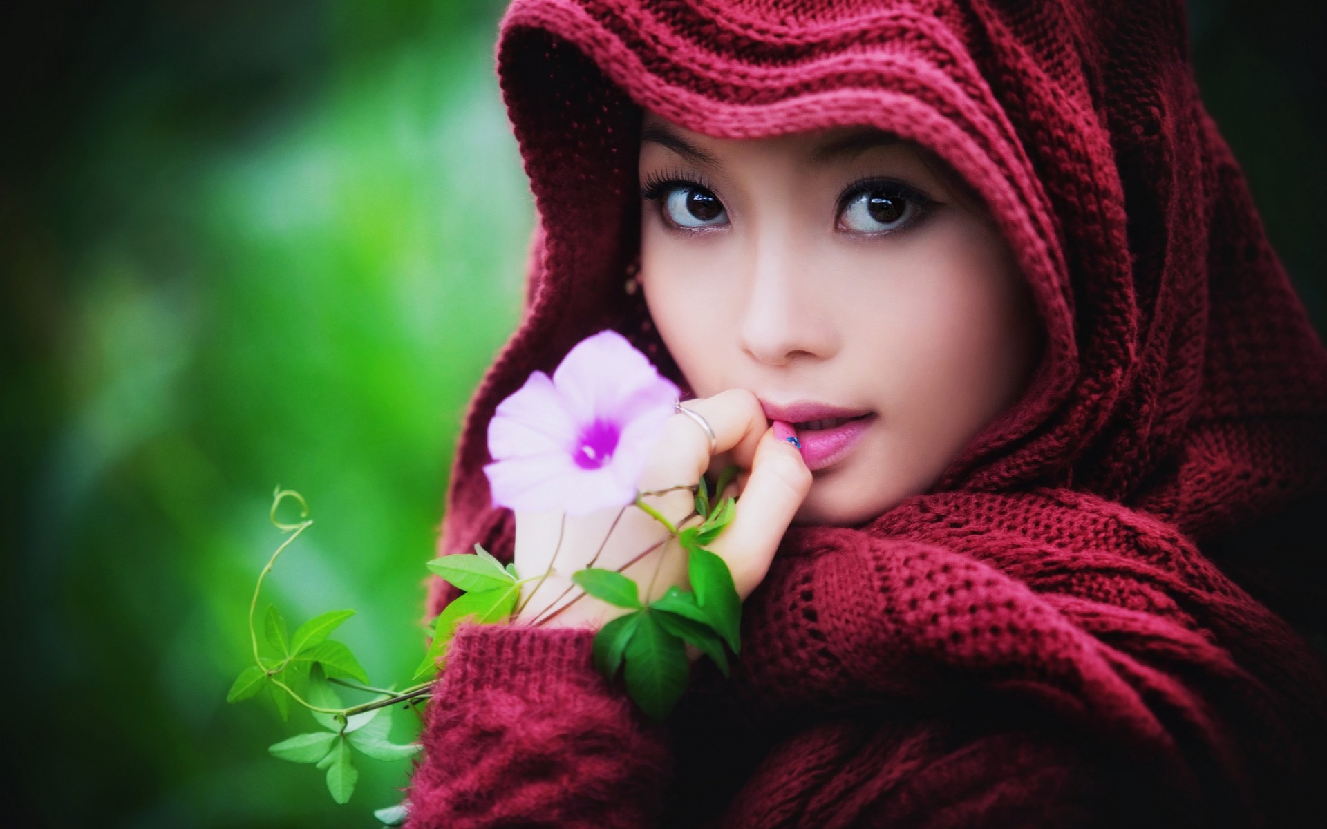 Wildflower Asian Girl Wallpaper
