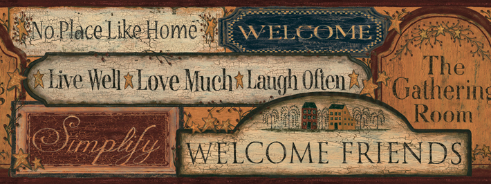 Country Primitive Signs Wall Border