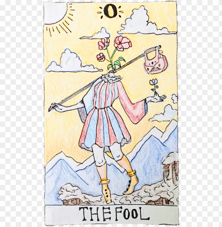 Handmade Personal Design Tarot Card The Fool Cartoo Png Image
