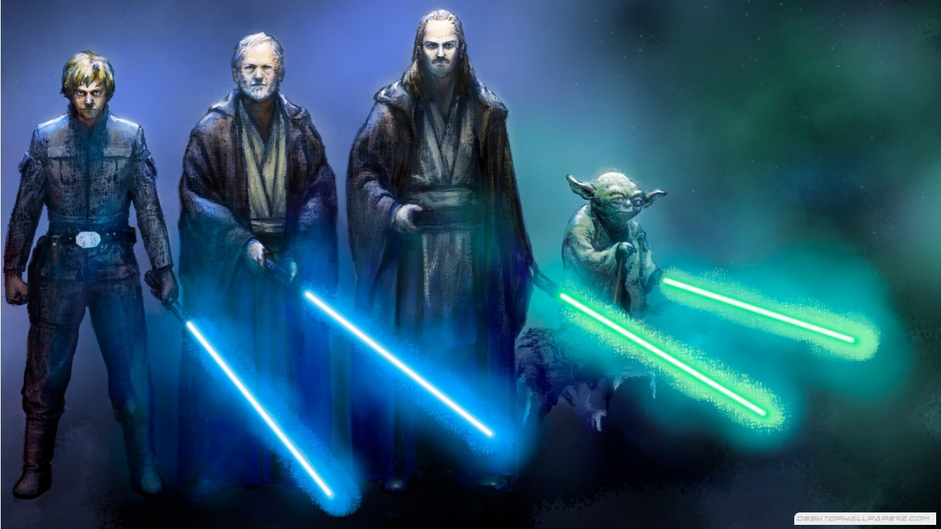 Star Wars Blue Lightsabers Luke Skywalker Yoda Obi Wan Kenobi Qui Gon