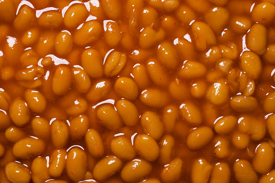 Baked Beans In Tomato Sauce Background Photograph By