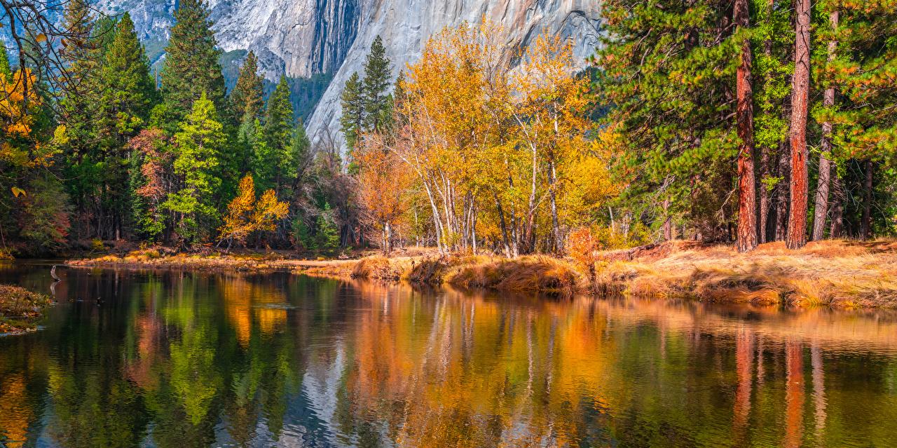 Wallpaper Yosemite California Usa Autumn Nature Mountain Park Rivers