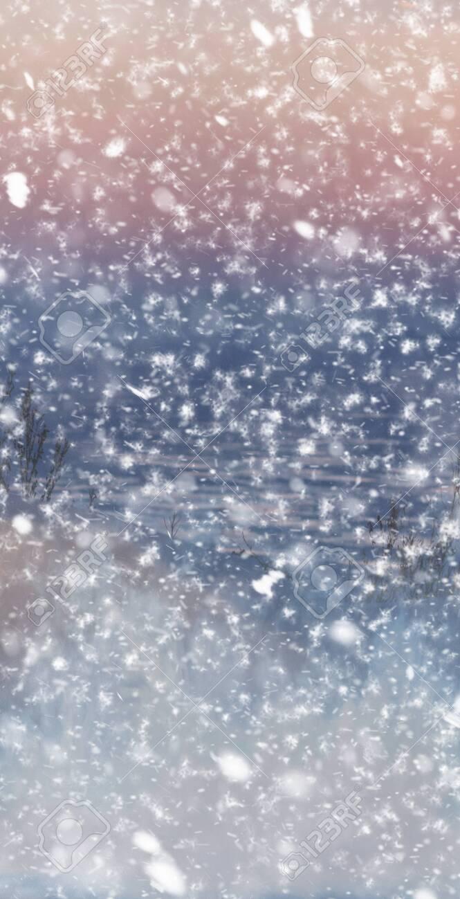 Abstract Winter Background With Shiny Snow And Blizzard Soft