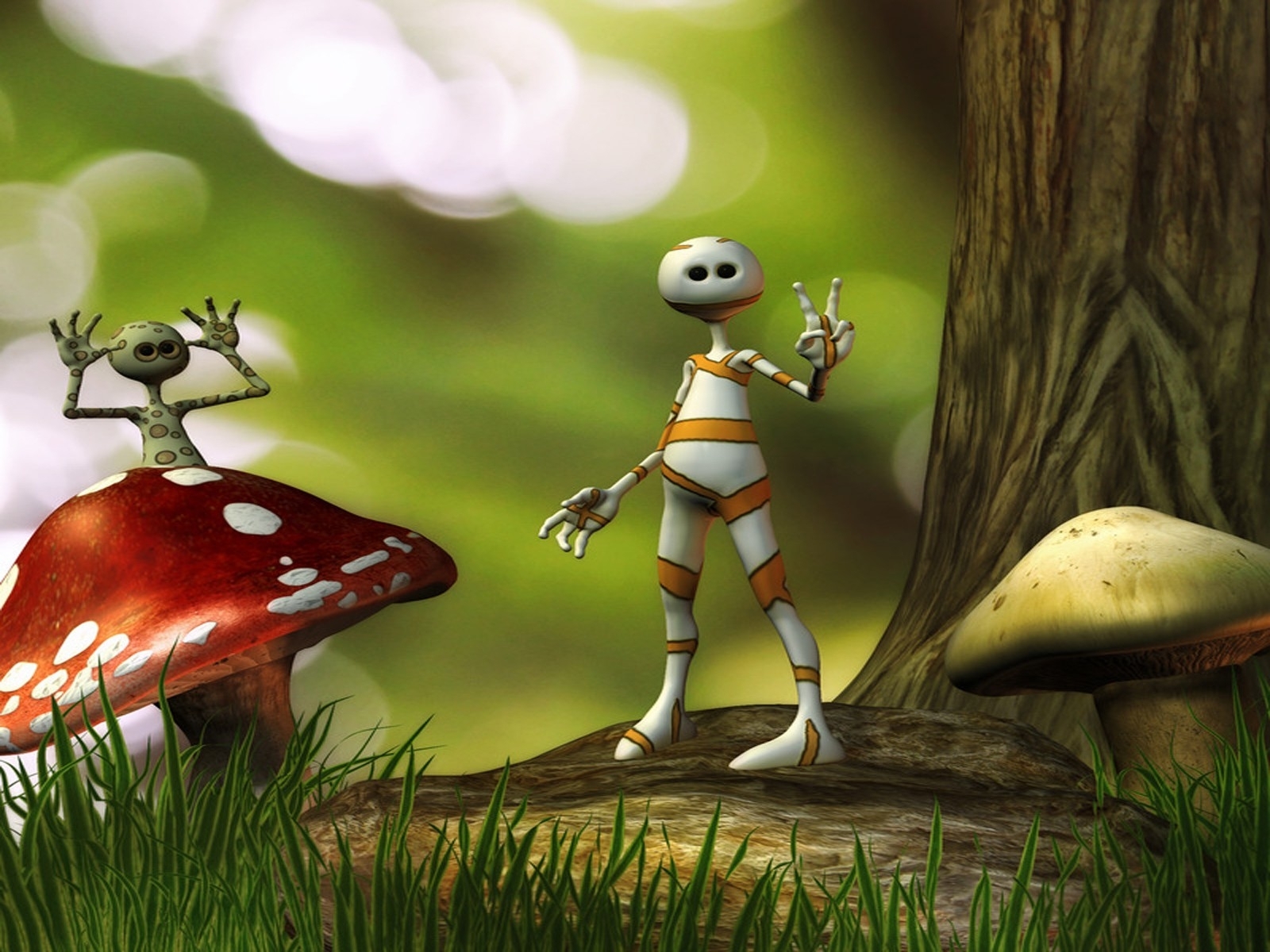 Art Sci Fi Alien Creature 3d Cg Digital Mushrooms Grass Cartoon