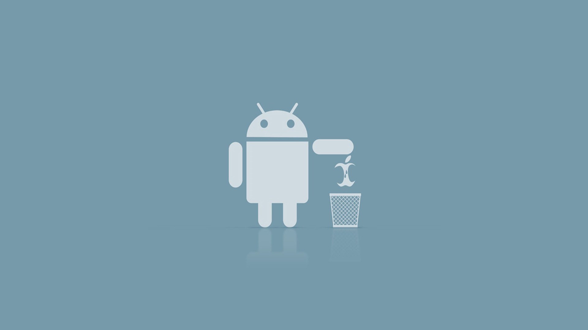 Android Robot Eat Apple HD Desktop Mobile Wallpaper Background