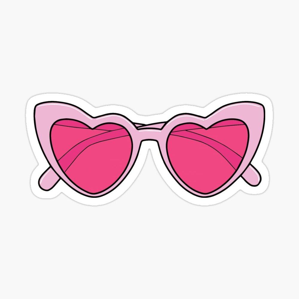 Pink Heart Sunglasses Sticker For Sale By Deathtoprint